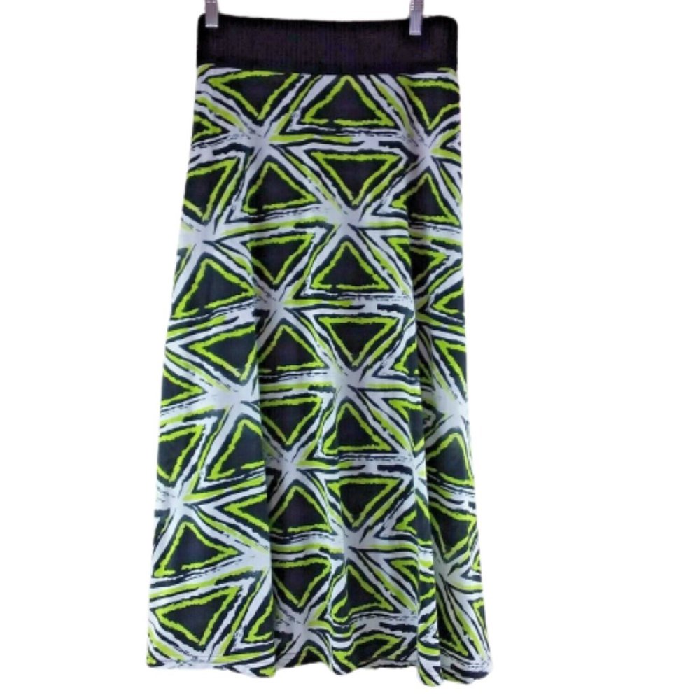 Metro Wear NWT Maxi Long Skirt Pull-On Elastic Waist Black Green White